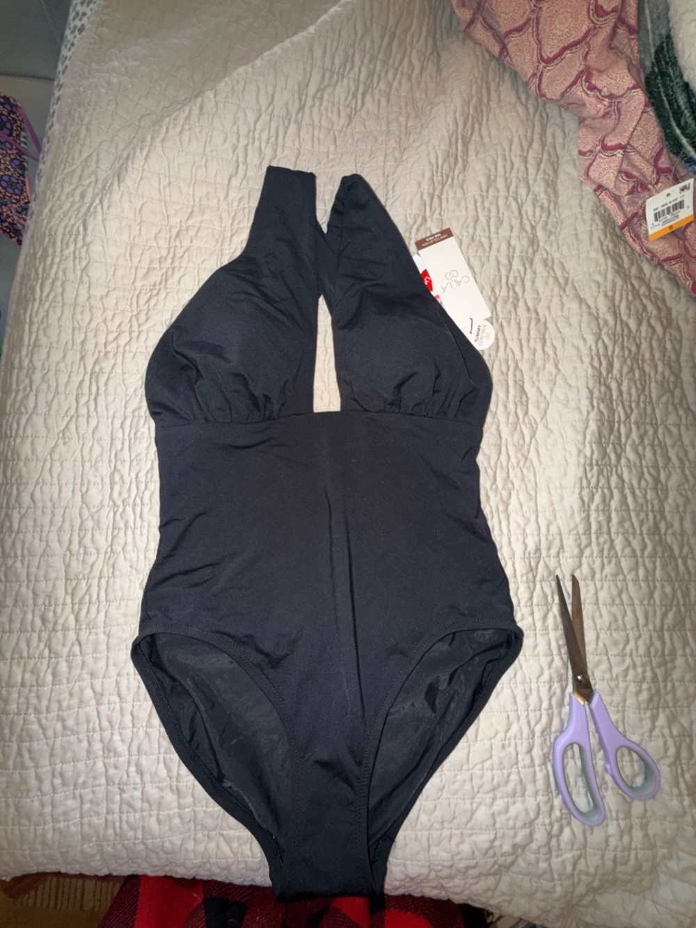 Calia womens cutout halter one piece swimtui black sz 6 - Picture 4 of 7